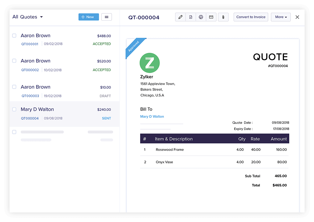 Create Quotes - Quote & Invoice Software | Zoho Books