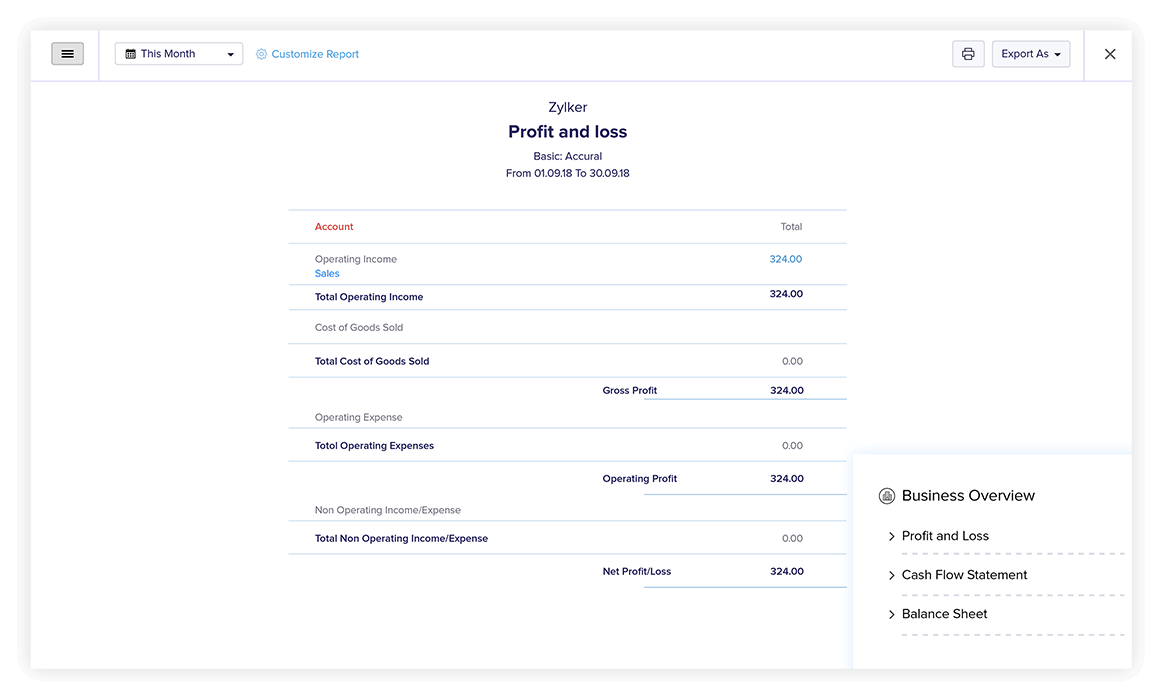 Profit & Loss Reporting Software - Financial Reporting Software | Zoho Books