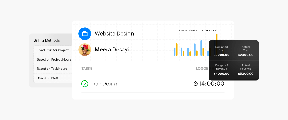 Manage multiple projects and track project tasks, timesheets, and budgets on Zoho Books.