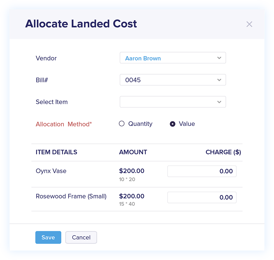 Landed Cost in Bills - Online Billing Management Software | Zoho Books